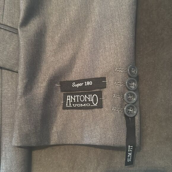 Men’s Antonio Uomo Gray Slim Fit Formal 3 Piece Suit Size 46 Jacket 40 Pants NEW - Picture 8 of 15
